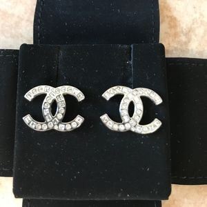 Adorable CHANEL Classic CC Crystal Earrings